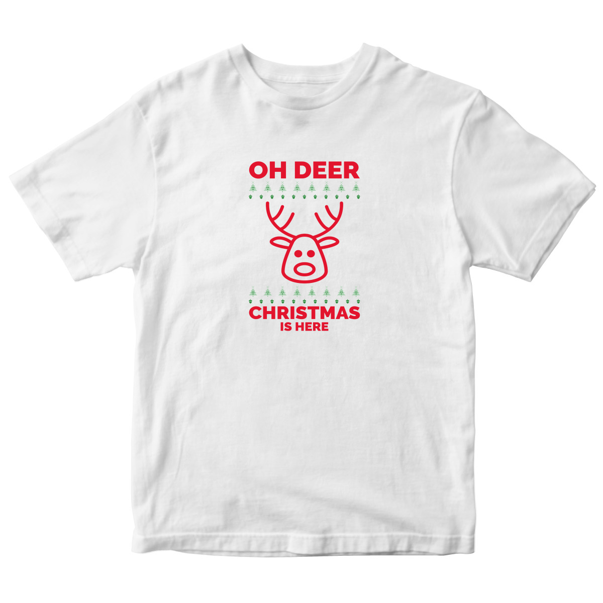 Oh Deer Christmas Is Here Kids T-shirt | White