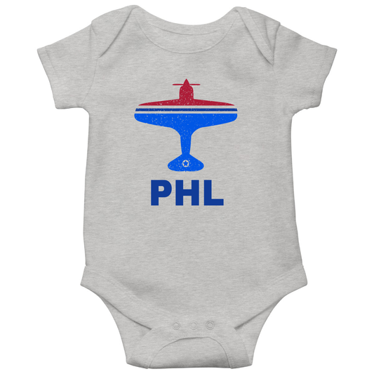 Fly Philadelphia PHL Airport Baby Bodysuits | Gray