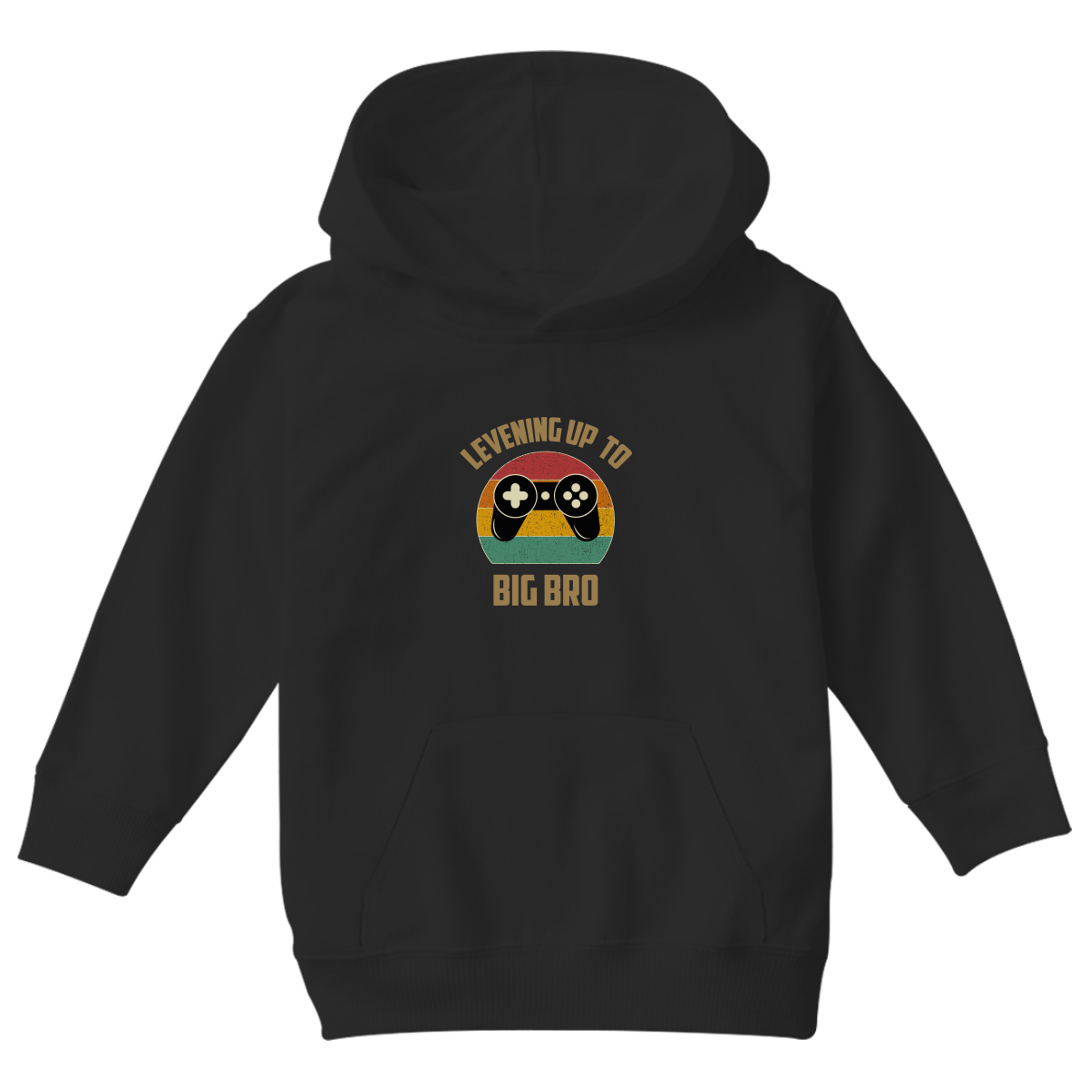 Leveling Up To Big Bro-2 Kids Hoodie | Black