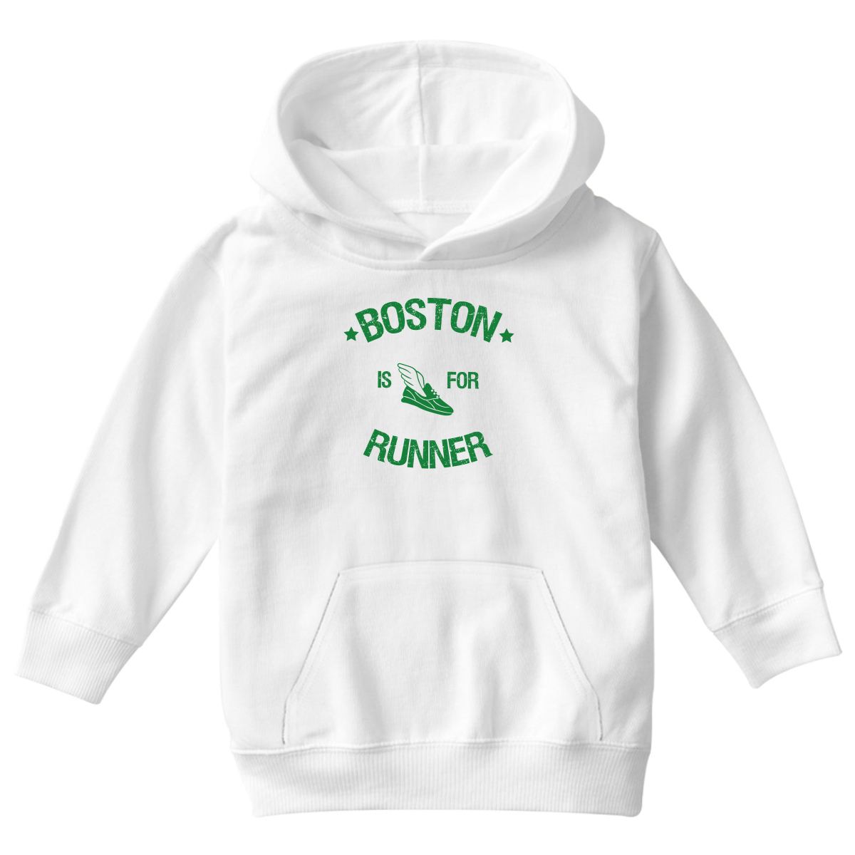 Boston Is For Runners Kids Hoodie | White