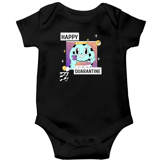Happy Quarantine Birthday Baby Bodysuits | Black