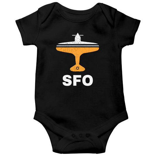 Fly San Francisco SFO Airport Baby Bodysuits | Black