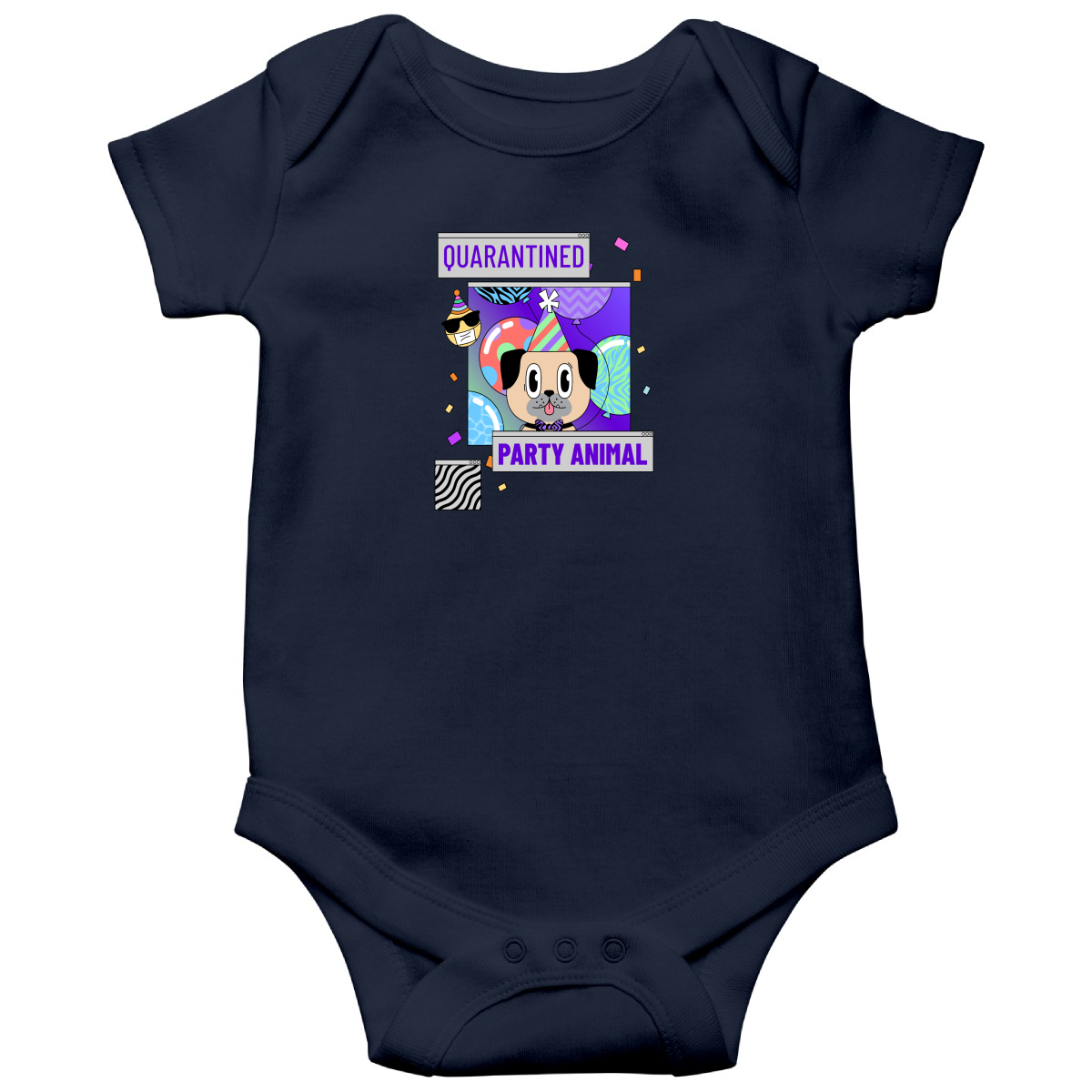 Quarantined Party Animal Baby Bodysuits | Navy