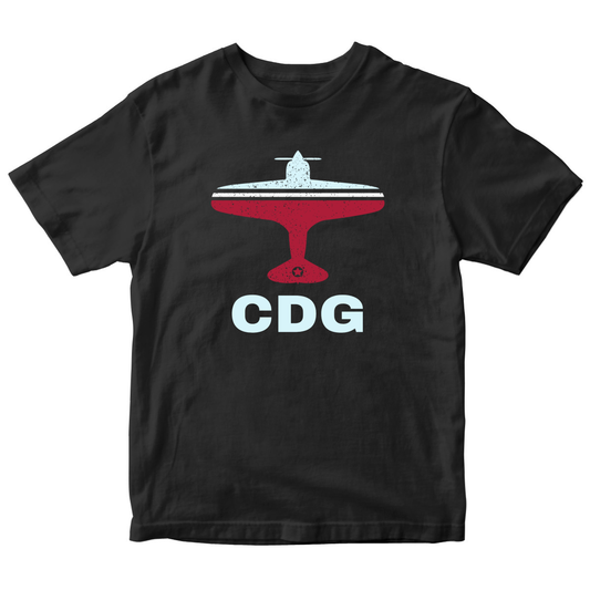 Fly Paris CDG Airport Kids T-shirt | Black