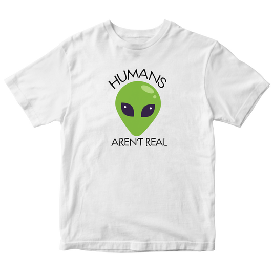 Humans Aren't Real Kids T-shirt | White