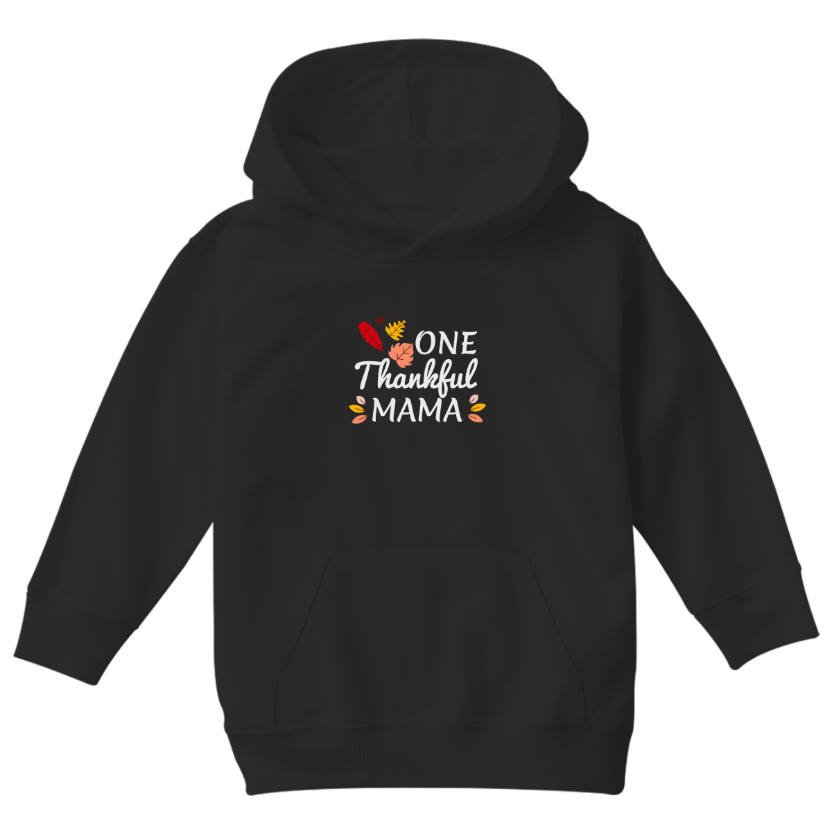 One Thankful Mama Daddy Kids Hoodie | Black