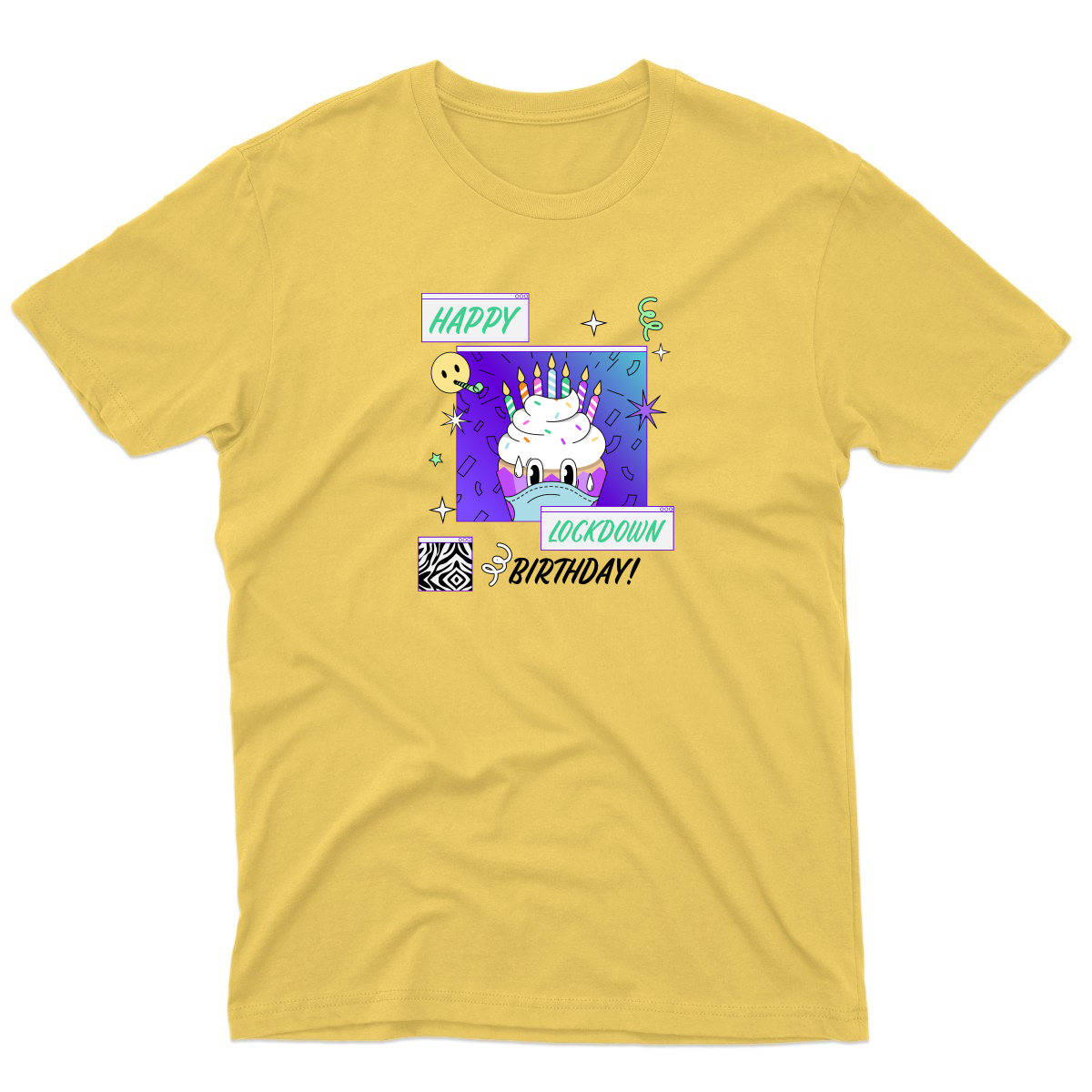 Happy Lock-down Birthday Men's T-shirt | Yellow