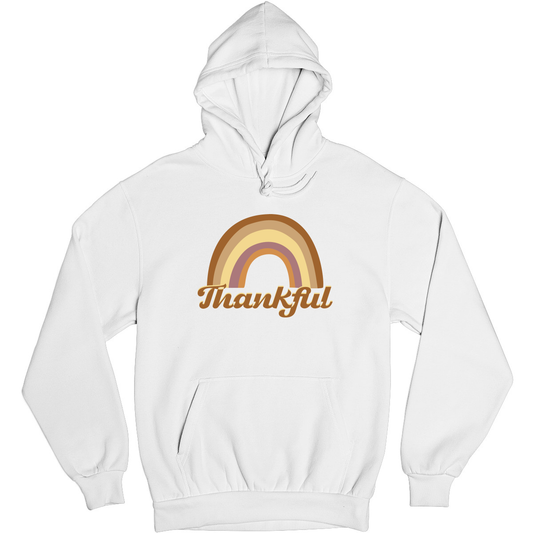 Thankful Retro Rainbow Unisex Hoodie | White