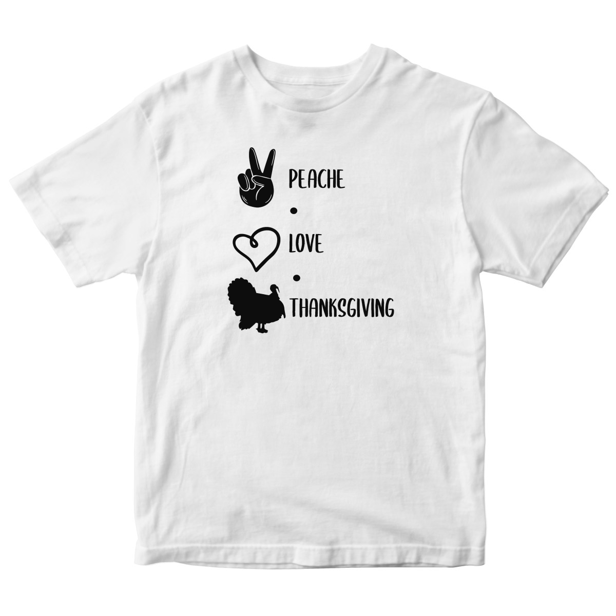 Peace Love Thanksgiving Kids T-shirt | White