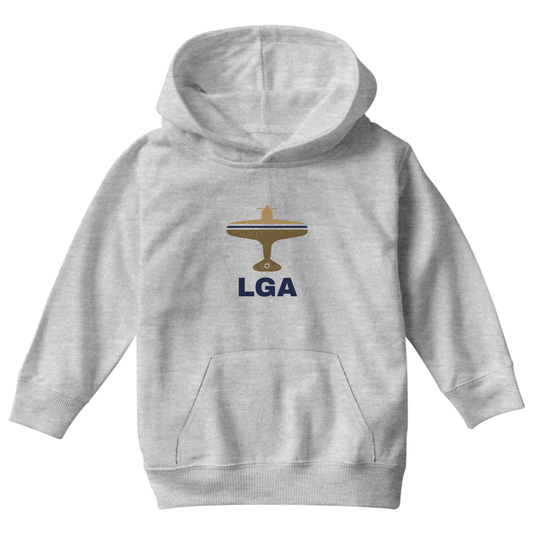 Fly New York LGA Airport Kids Hoodie | Gray