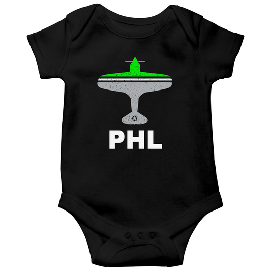 Fly Philadelphia PHL Airport Baby Bodysuits | Black