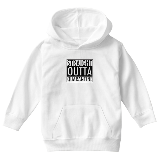 Straight Outta Quarantine  Kids Hoodie | White