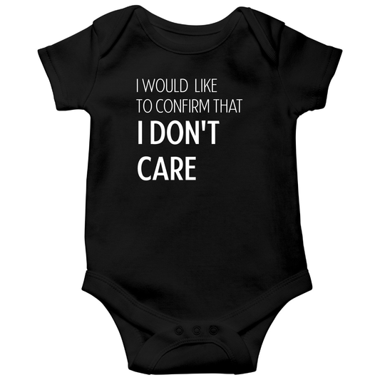 I Don't Care Baby Bodysuits | Black