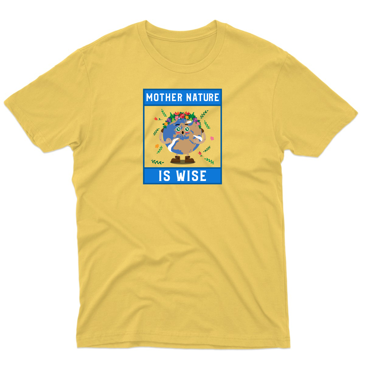 Mother Nature is Wise Men's T-shirt | Yellow