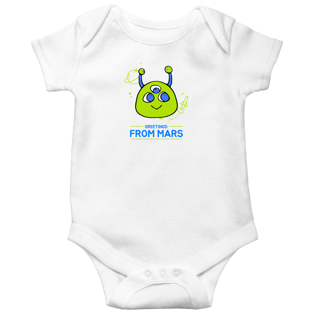 Greetings From Mars Baby Bodysuits | White