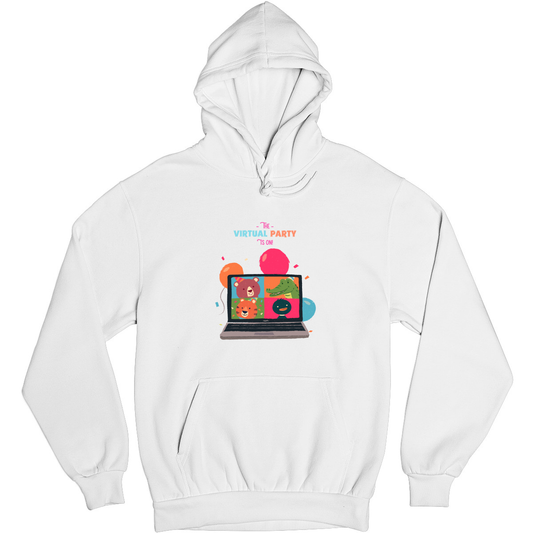 The Virtual Party is on Unisex Hoodie | White