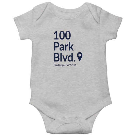 San Diego Baseball Stadium Baby Bodysuits | Gray