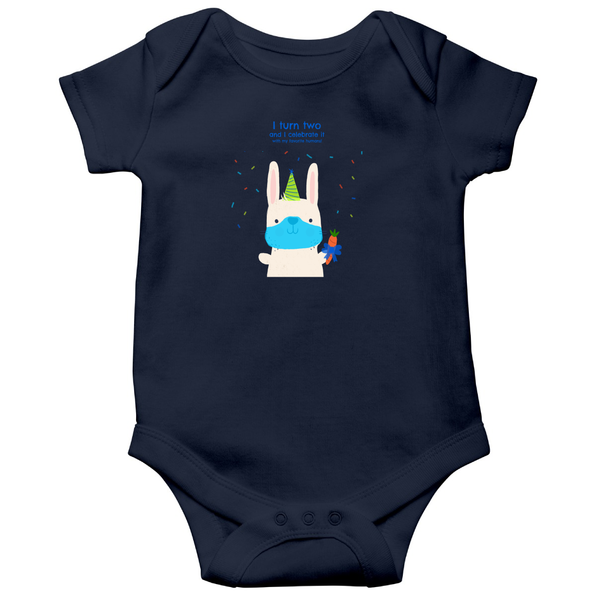 I turn two and I celebrate it with my favorite humans  Baby Bodysuits | Navy