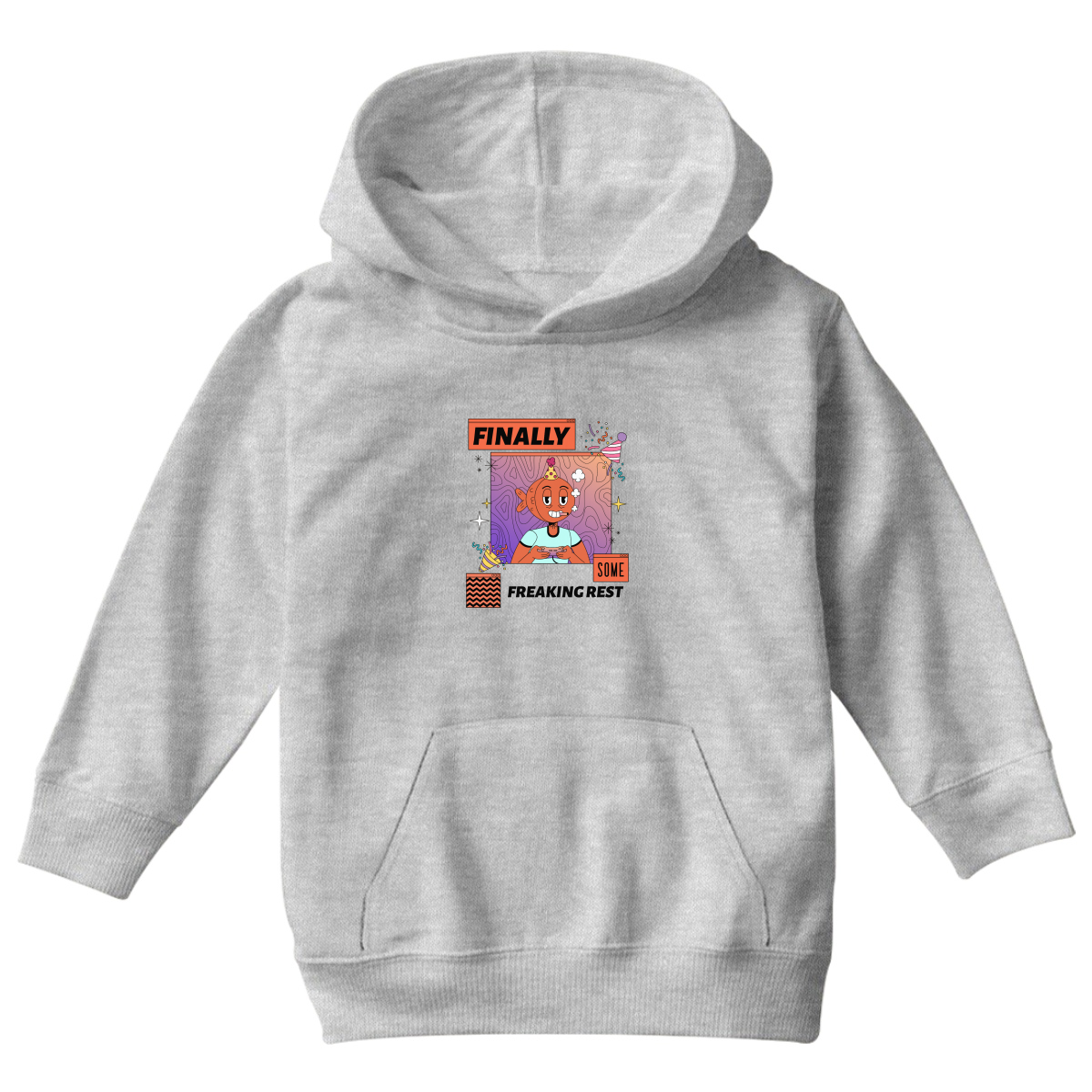 Finally Som Freaking Rest  Kids Hoodie | Gray