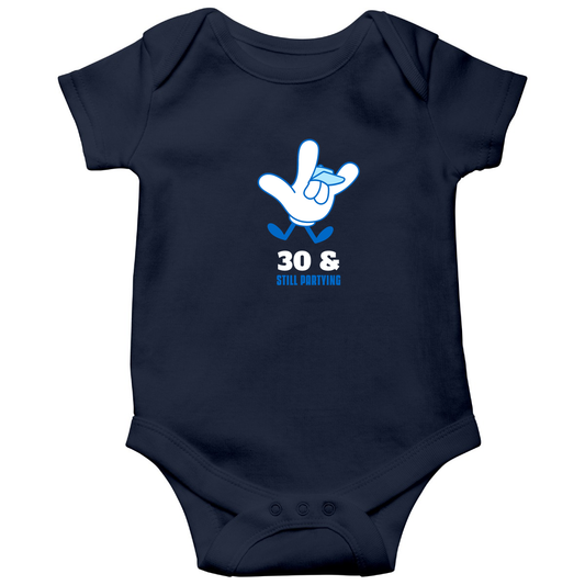 Thirty and Still Partying  Baby Bodysuits | Navy