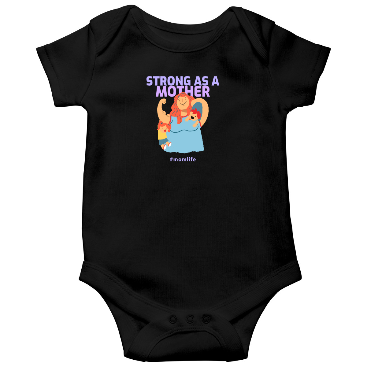 Strong as a Mother Baby Bodysuits | Black