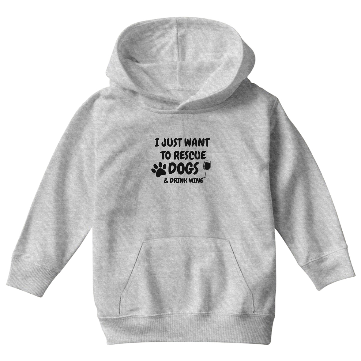 Dogs and Drink Wine Kids Hoodie | Gray