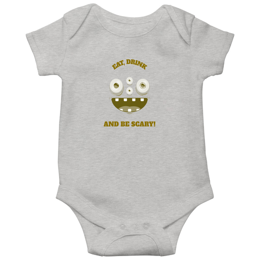 Eat, Drink and Be Scary! Baby Bodysuits | Gray