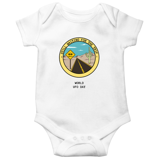Still Waiting for The Trip Baby Bodysuits | White