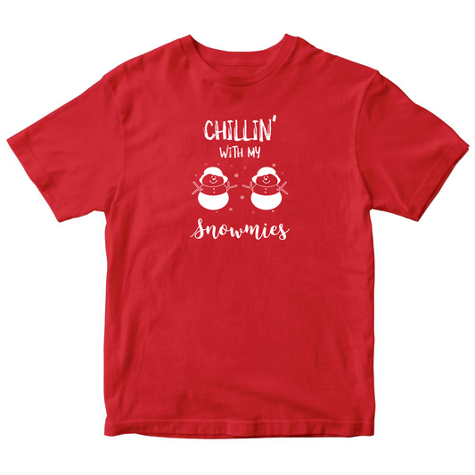 Chillin' With My Snowmies Kids T-shirt | Red