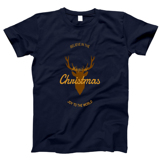 Believe in the Magic of Christmas Joy to the World Women's T-shirt | Navy