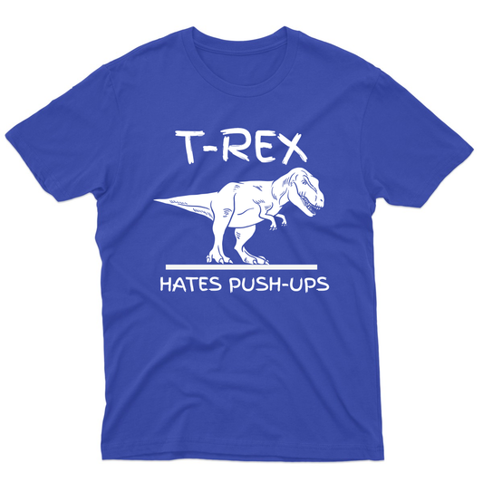 T-Rex Hates Push-ups  Men's T-shirt | Blue