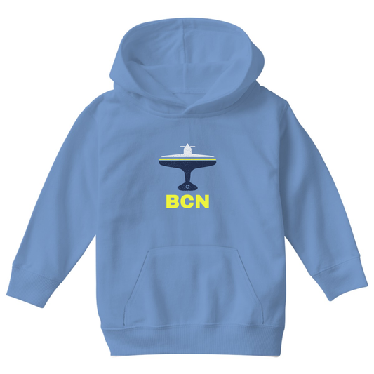 Fly Barcelona BCN Airport Kids Hoodie | Blue