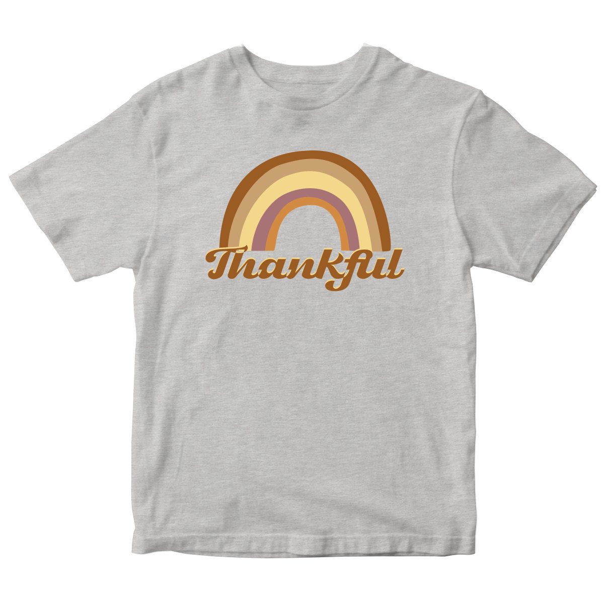 Thankful Retro Rainbow Kids T-shirt | Gray