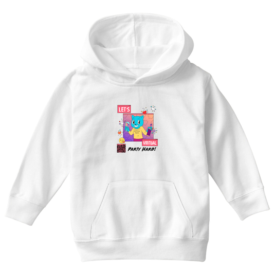 Let's Virtual Party Hard Kids Hoodie | White