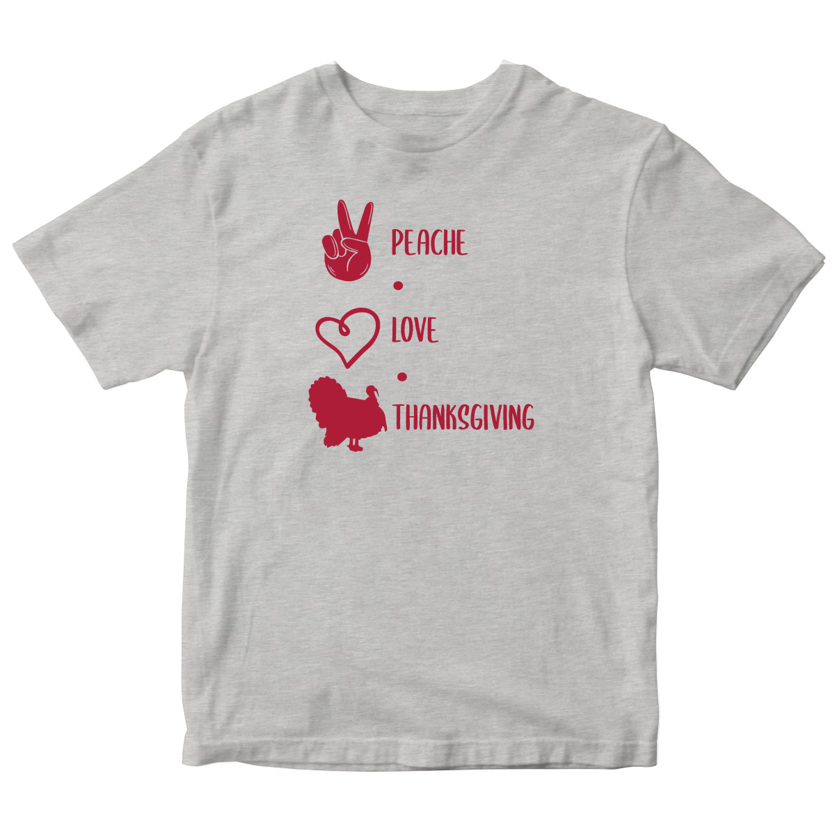 Peace Love Thanksgiving Kids T-shirt | Gray