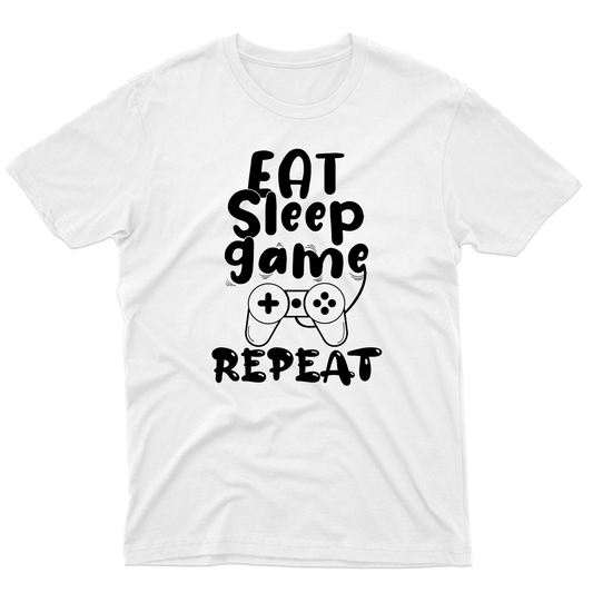 Eat Sleep Game Repeat Men's T-shirt | White