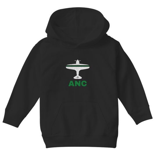 Fly Anchorage ANC Airport Kids Hoodie | Black