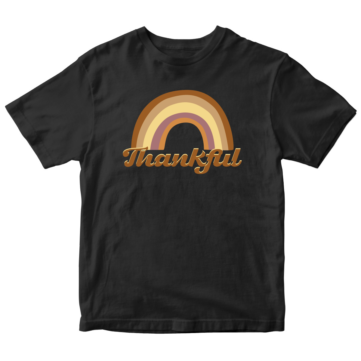Thankful Retro Rainbow Kids T-shirt | Black