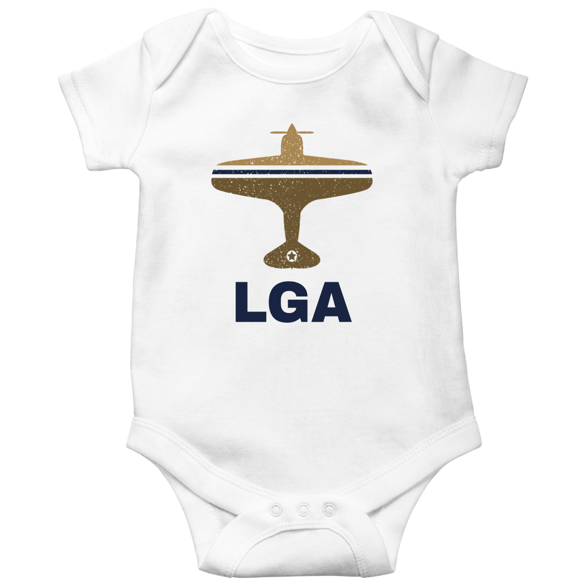 Fly New York LGA Airport Baby Bodysuits | White
