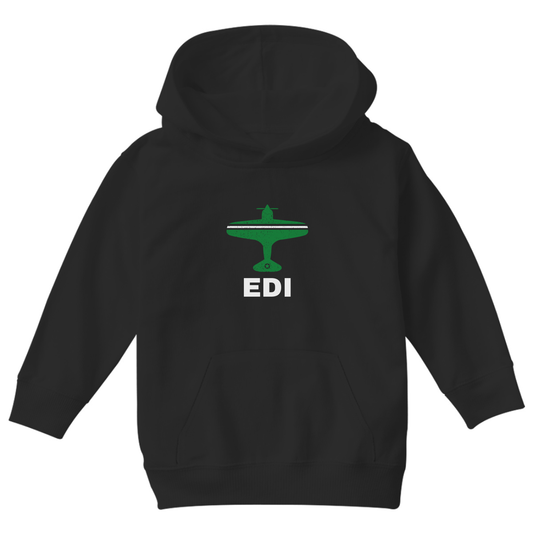 Fly Edinburgh EDI Airport Kids Hoodie | Black