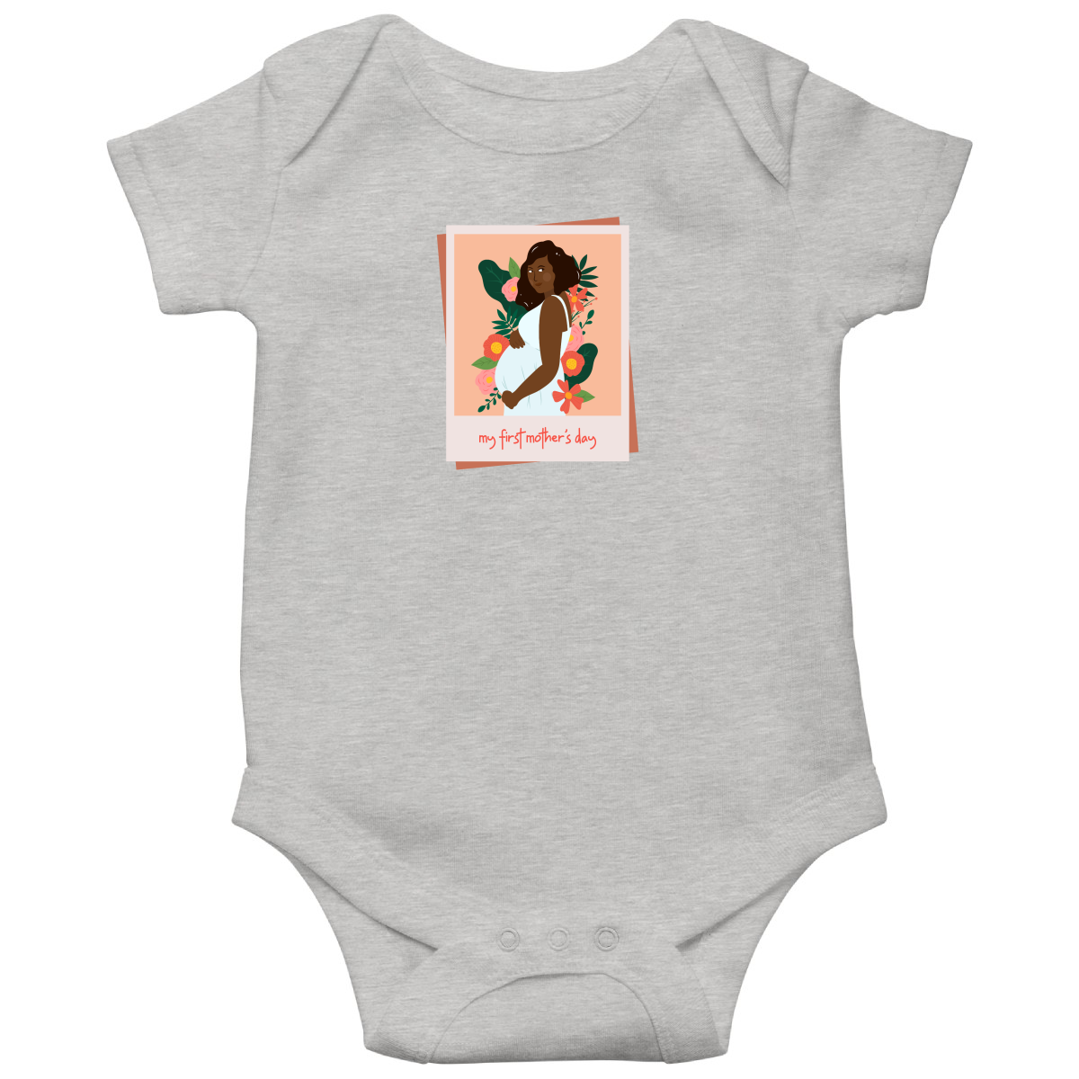 My First Mother's day Baby Bodysuits | Gray