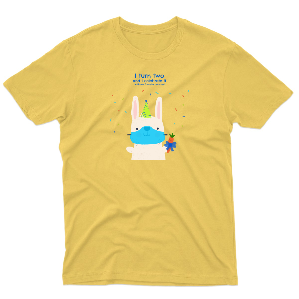 I turn two and I celebrate it with my favorite humans  Men's T-shirt | Yellow