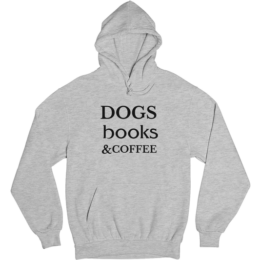 Dogs Books and Coffee Unisex Hoodie | Gray