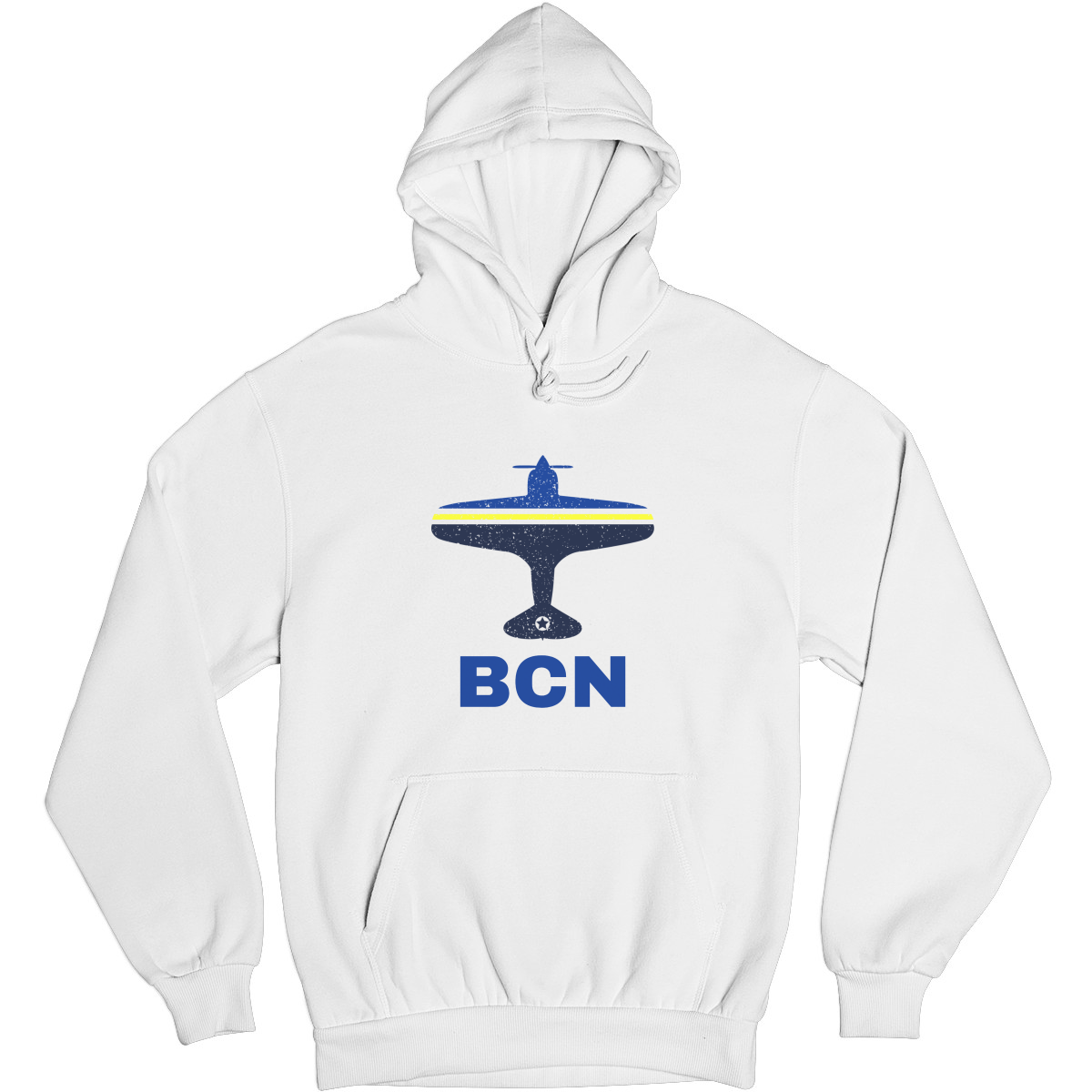 Fly Barcelona BCN Airport Unisex Hoodie | White