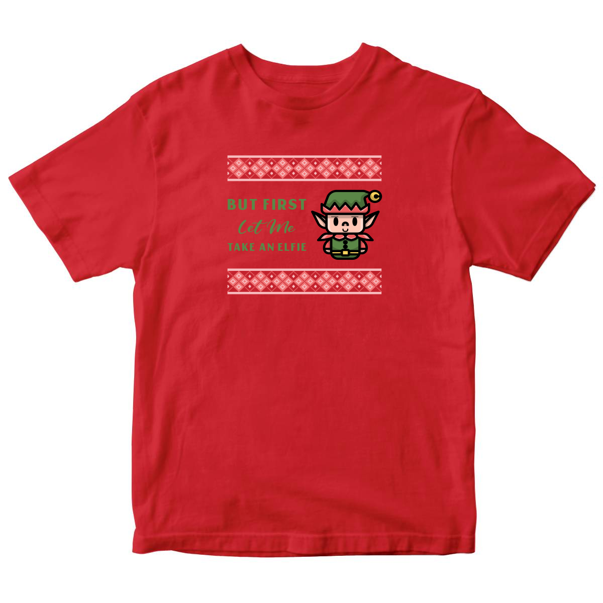But First Let Me Take an Elfie Kids T-shirt | Red