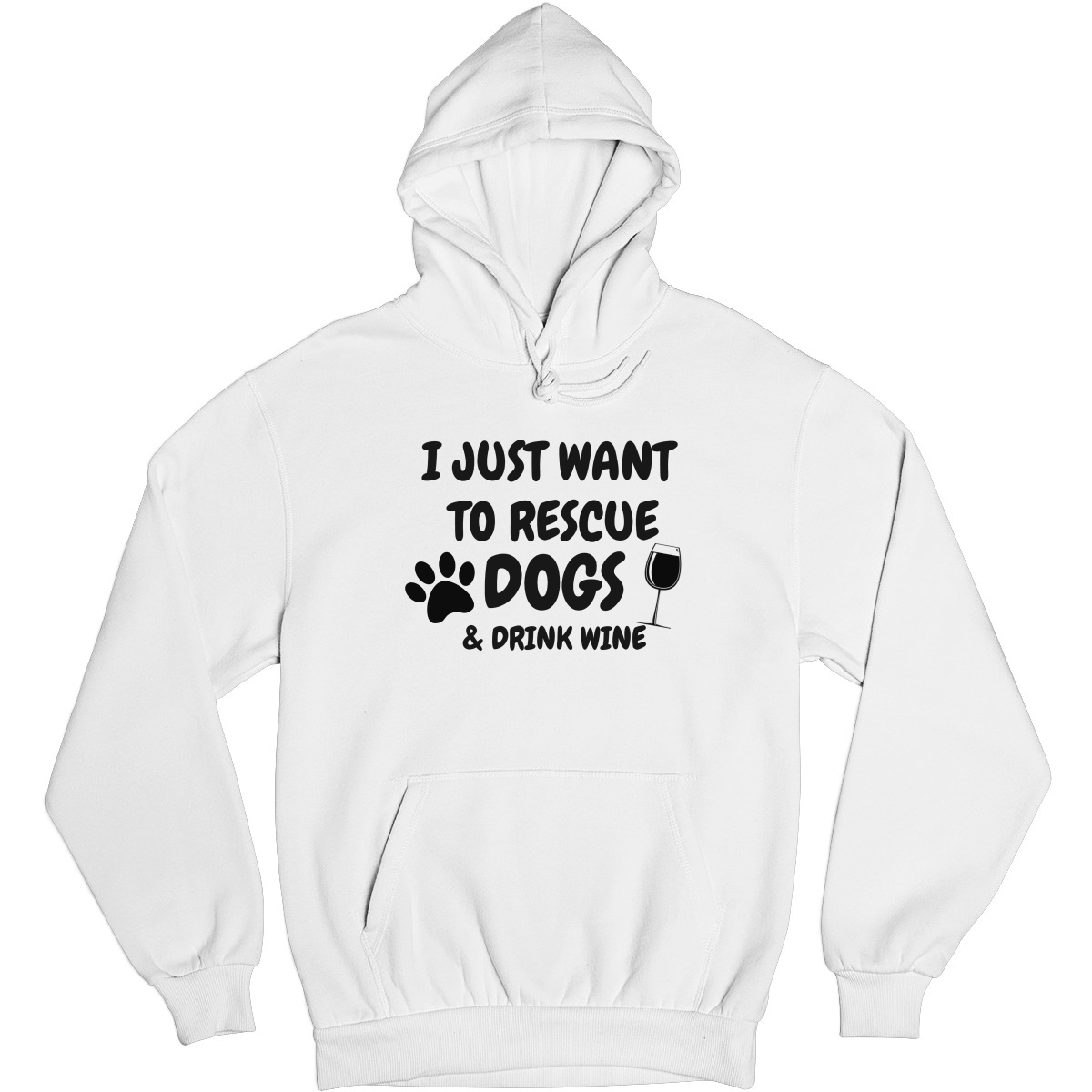 Dogs and Drink Wine Unisex Hoodie | White