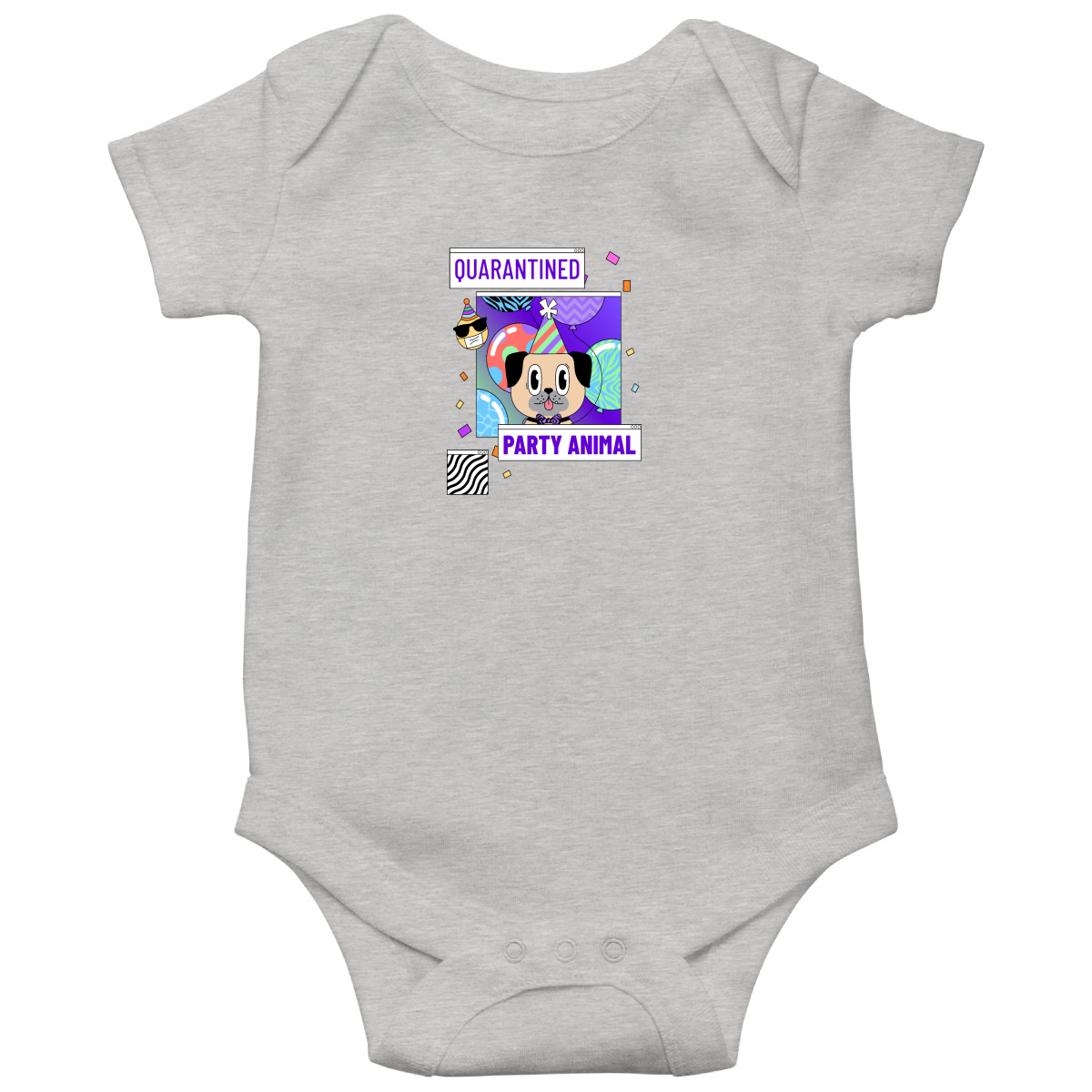 Quarantined Party Animal Baby Bodysuits | Gray
