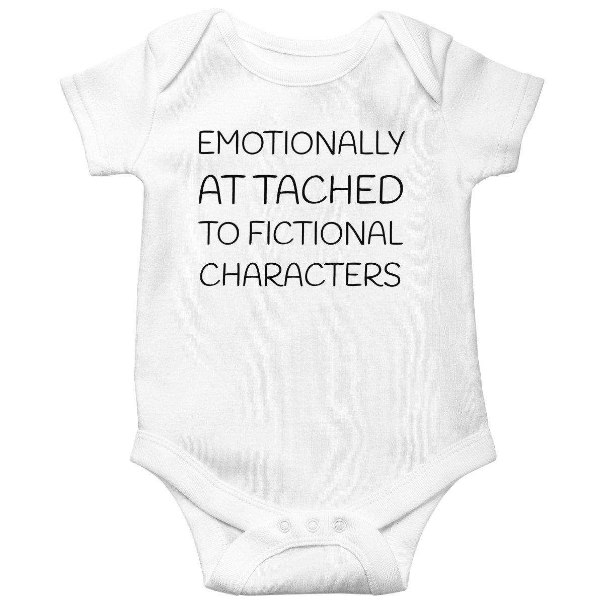 Emotionally Attached to Fictional Characters Baby Bodysuits | White