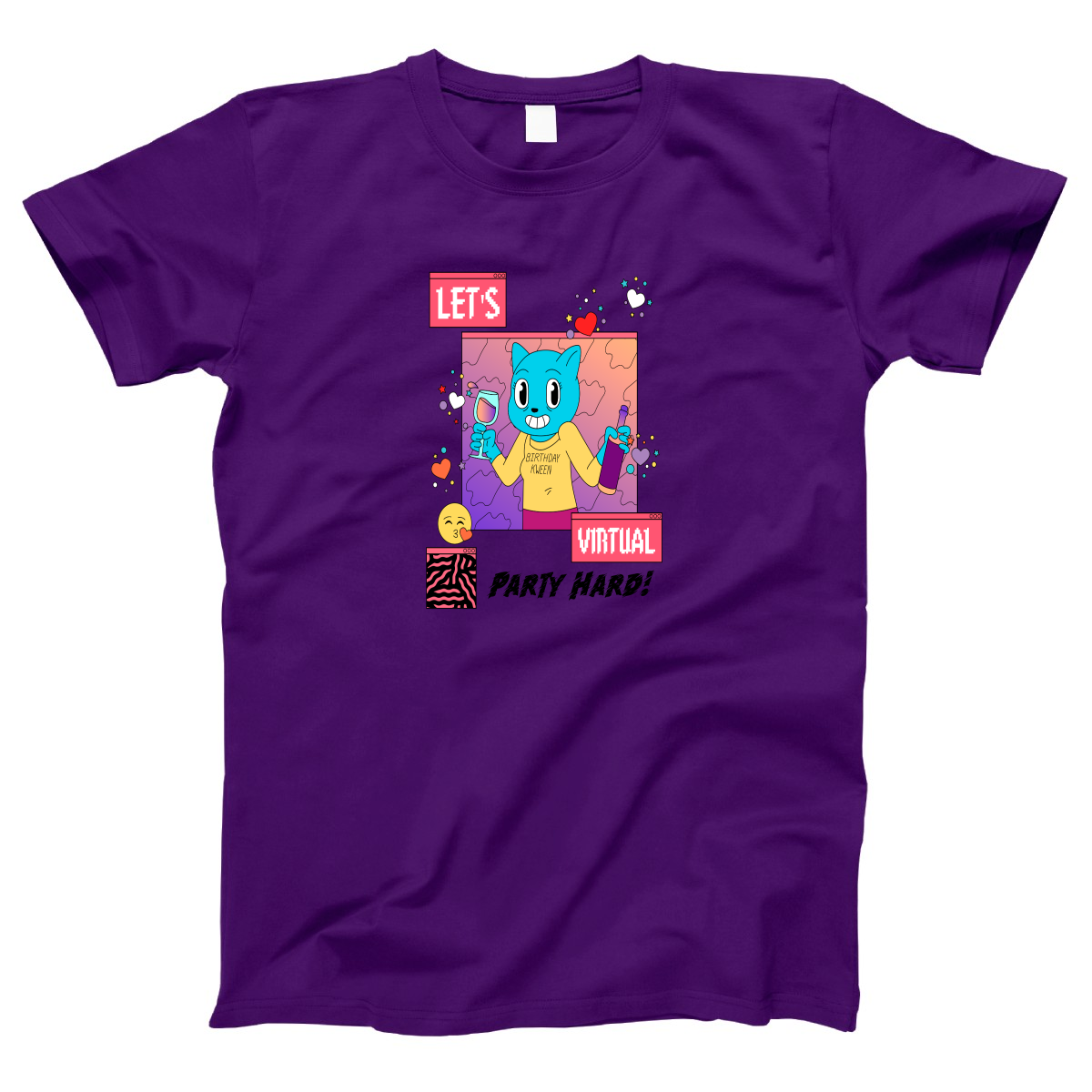 Happy Birthday Let's Virtual Party Women's T-shirt | Purple