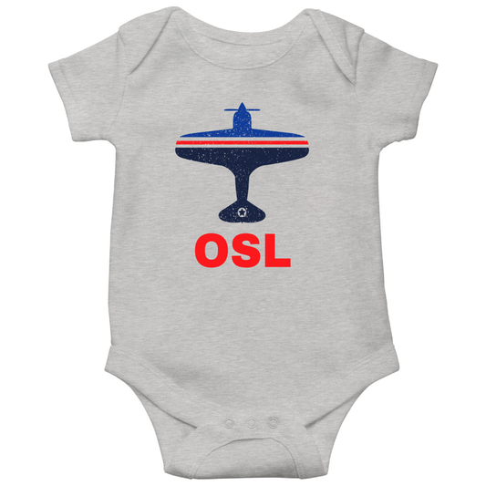 Fly Oslo OSL Airport  Baby Bodysuits | Gray